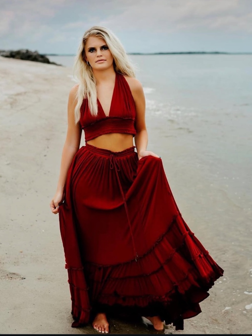 Free People Boho Halter Two Piece Maxi Dress